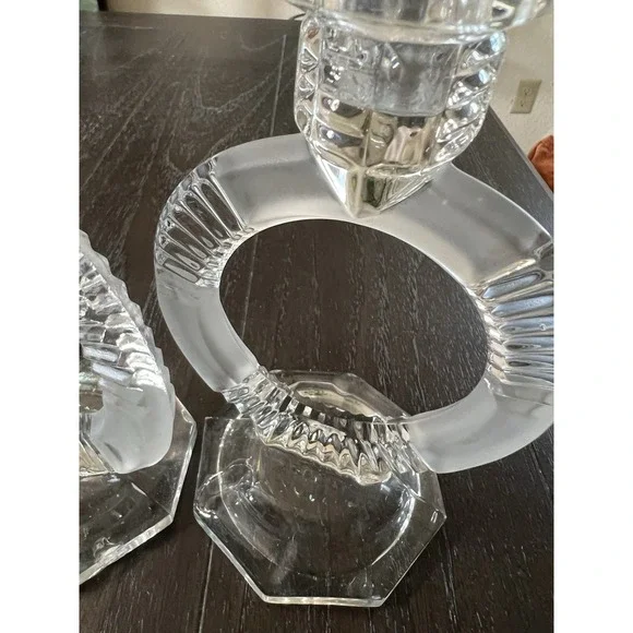 Pair Of Vintage Glass Candle Holders 1920/1930 - Picture 13 of 16